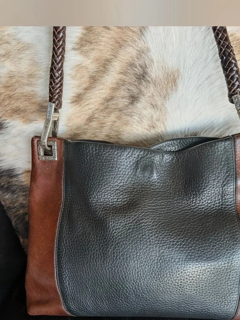 Brighton Bailey Shoulder Bag Ferrara Collection Brown&Black Combo Braided Handle